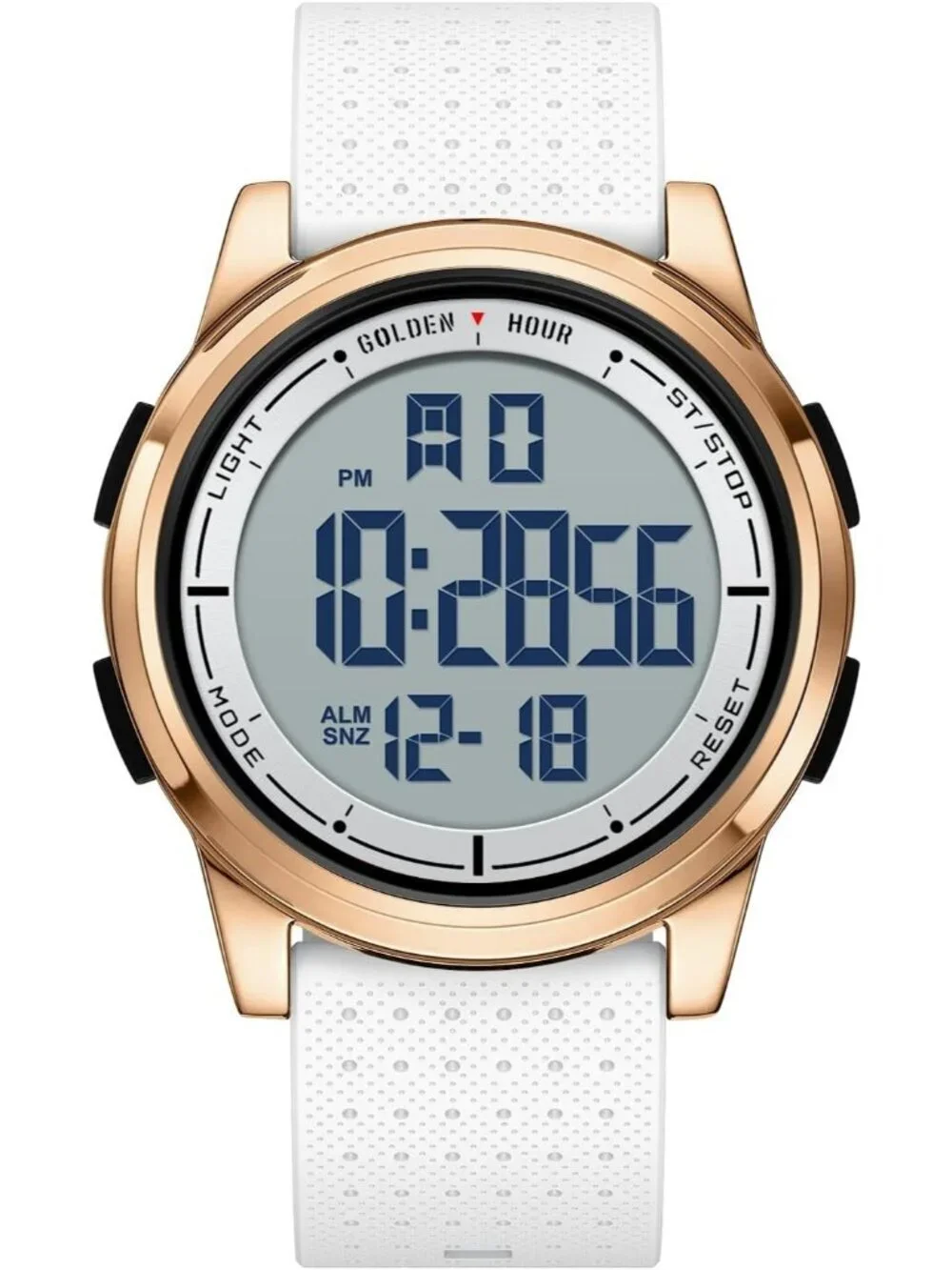 Men's White Rubber Strap Ultra-Thin Minimalist Sports Waterproof Digital Watch
